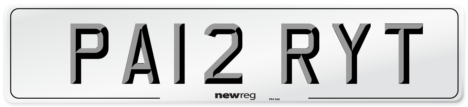 PA12 RYT Number Plate from New Reg